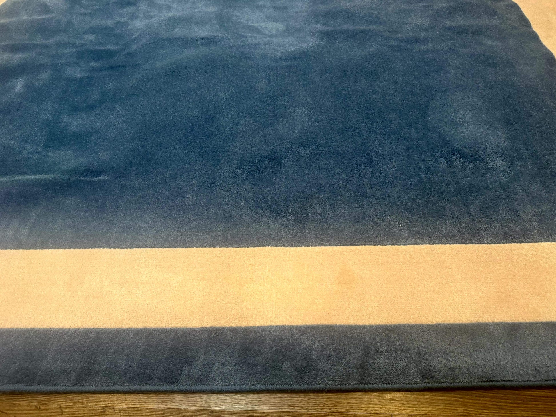 Blue and Cream Square Rug 10x10 ft, Large Square Carpet - Nuvé