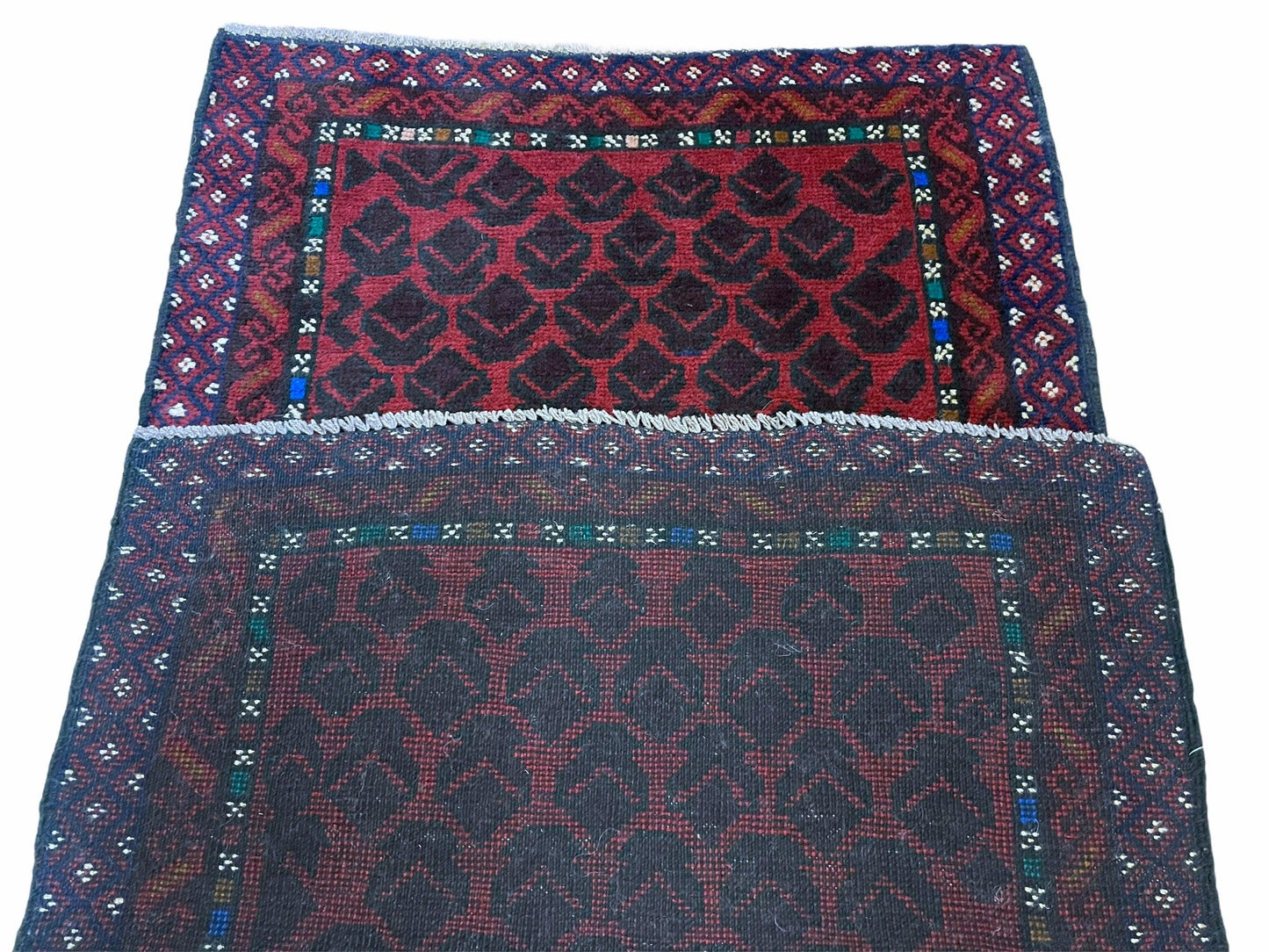 2' 8" X 4' 6" Vintage Handmade Tribal Wool Rug Balouchi Rug Afghan Rug Red Blue - Nuvé