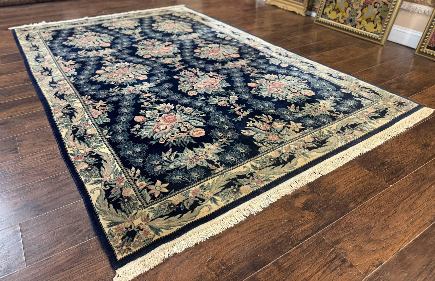 Sino Persian Rug 6x9, Navy Blue, Floral - Nuvé