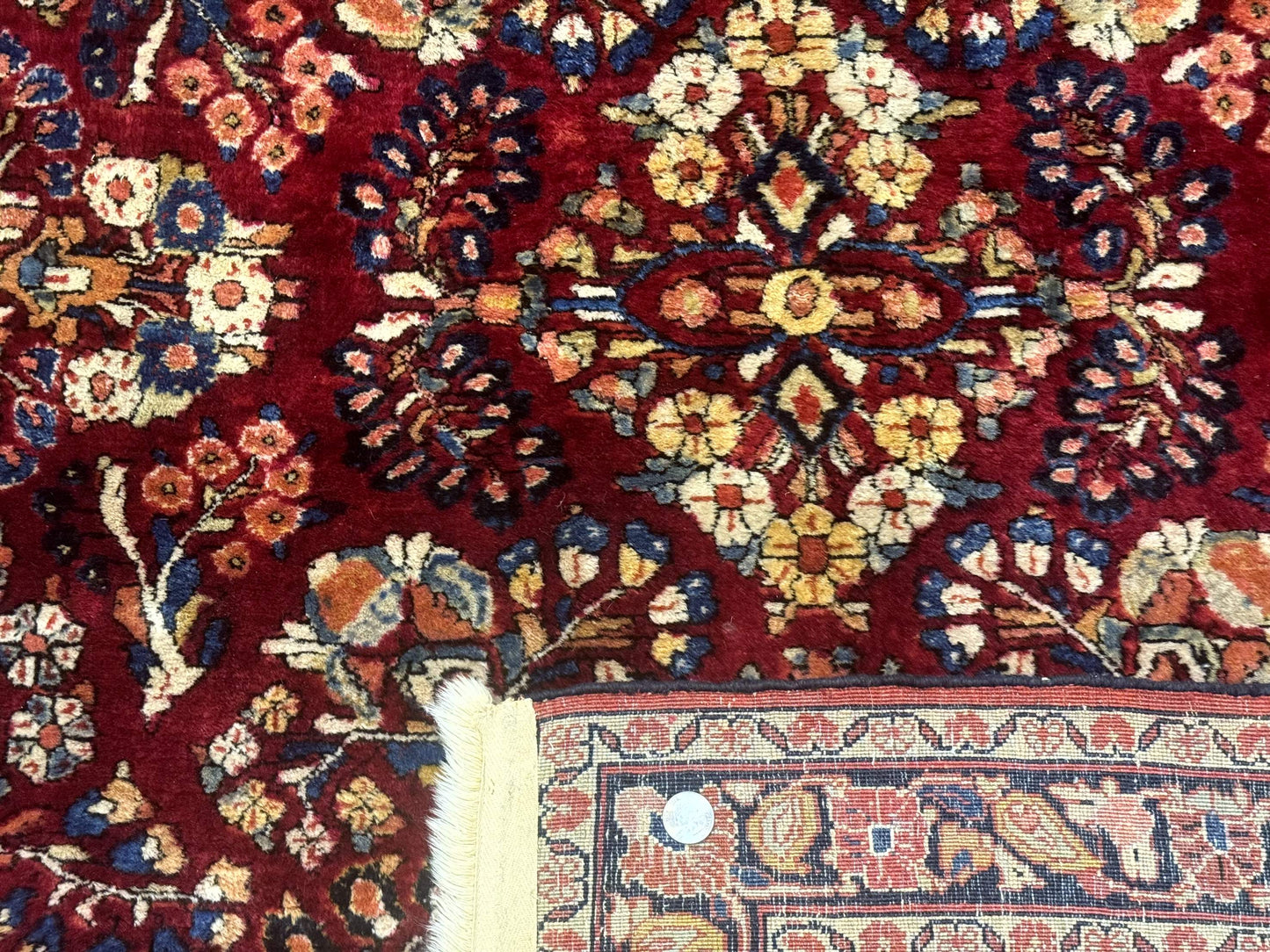 Antique Persian Sarouk Rug 4x6, Floral, Red, Wool Hand Knotted Fine 225 KPSI - Nuvé