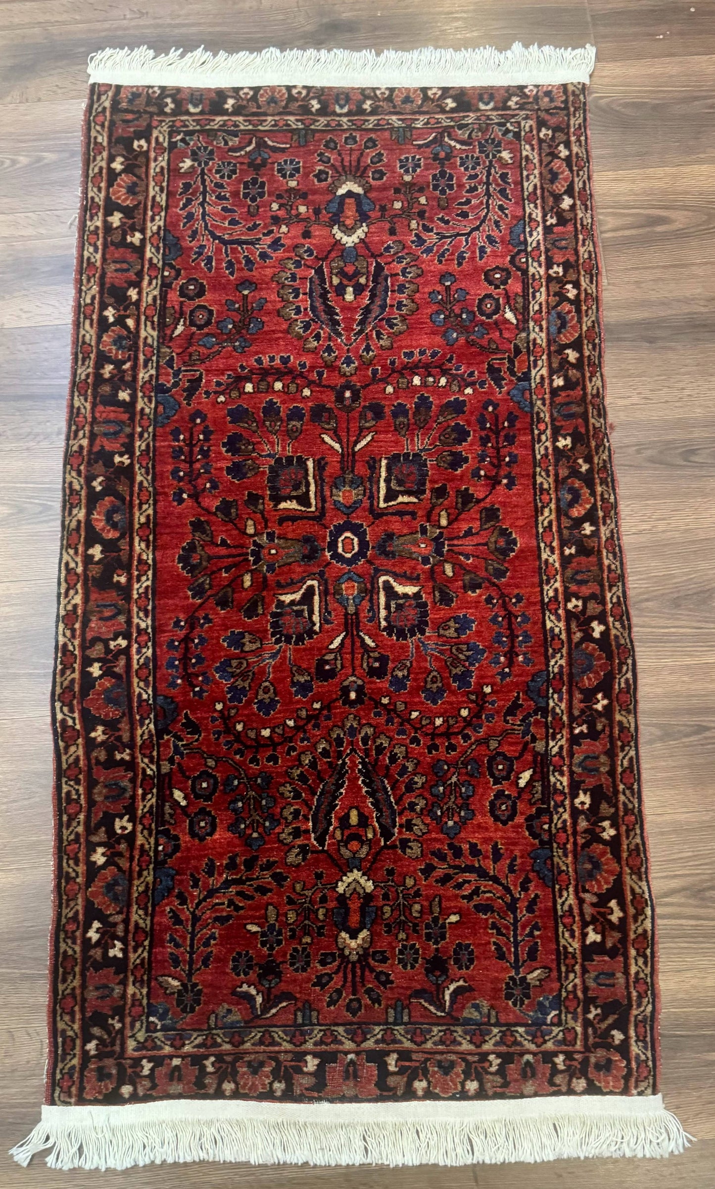 Small Red Persian Sarouk Rug 2.7 x 4.9, Floral, Antique - Nuvé
