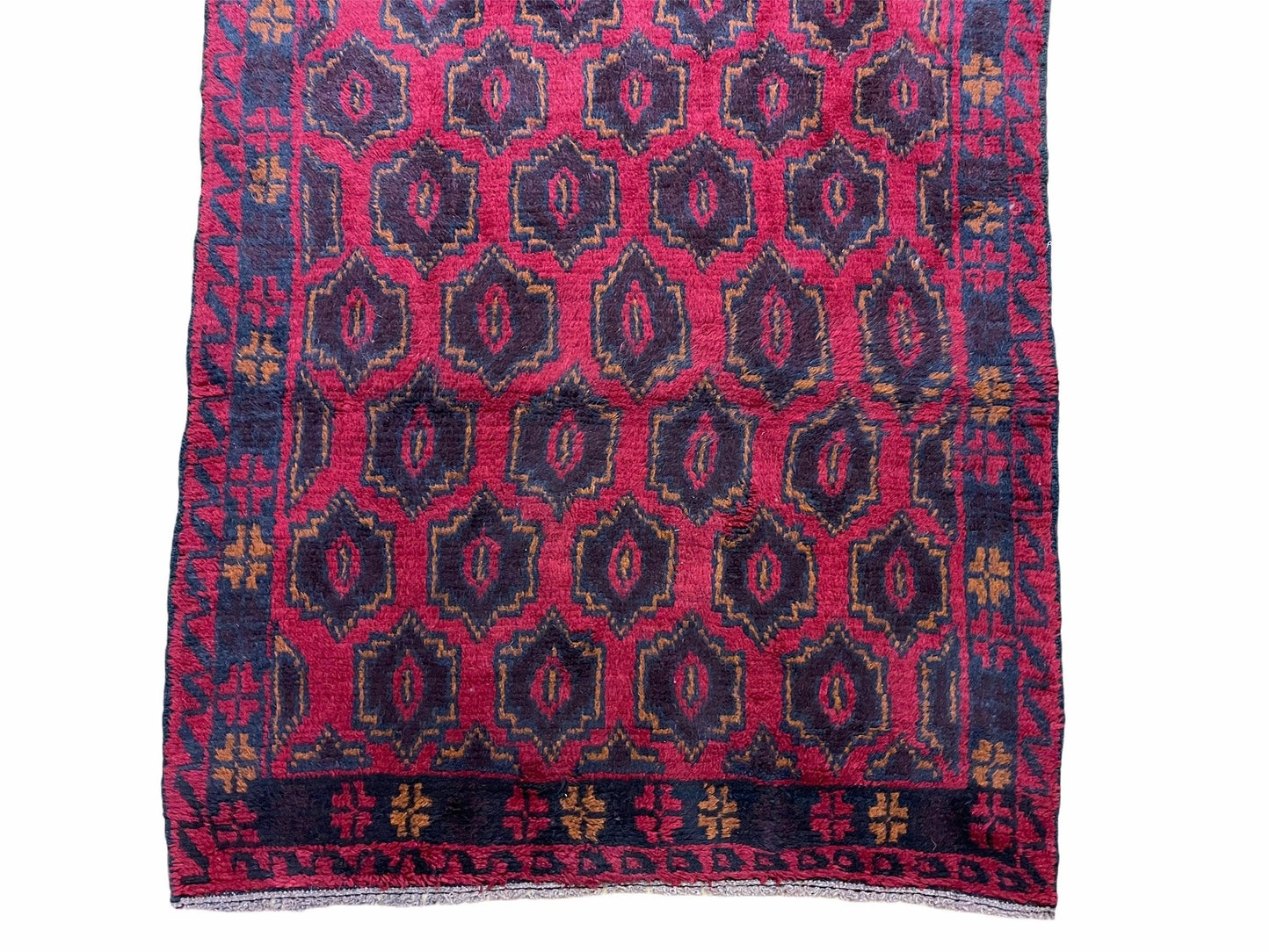 2' 10" X 4'7" Vintage Handmade Tribal Wool Rug Balouchi Rug Afghan Rug Red Blue - Nuvé