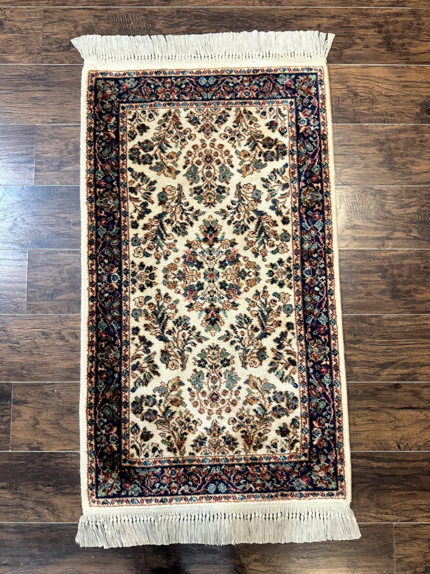 Karastan Rug 2.6 x 4, Karastan Ivory Sarouk #760, Vintage Wool Pile Small Karastan Carpet, Original Collection 700 Series Discontinued - Nuvé
