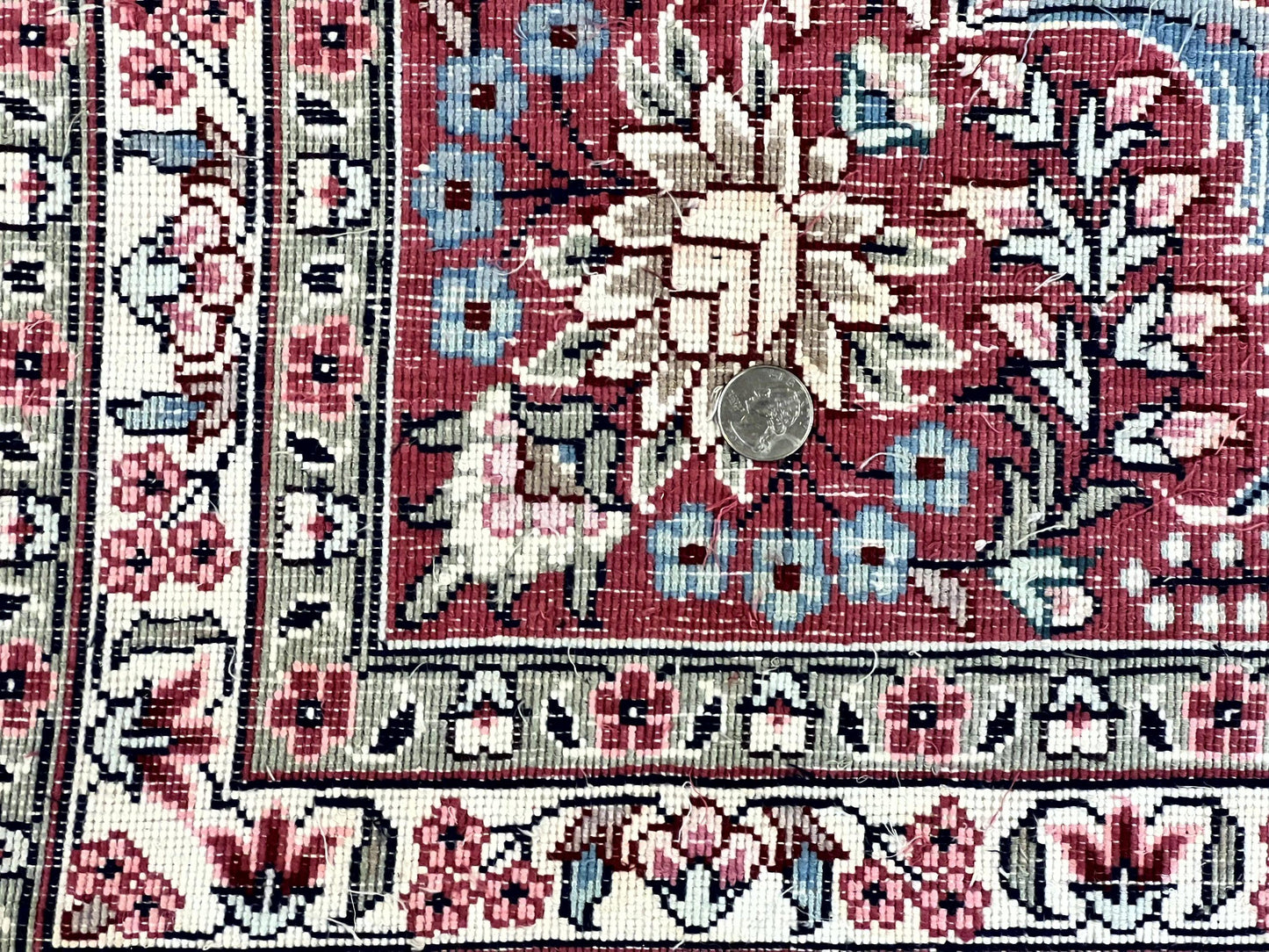 Silk Indian Kashmiri Rug 8x10, Floral Medallion, Indo Persian Carpet, Handmade Vintage Silk Rug - Nuvé