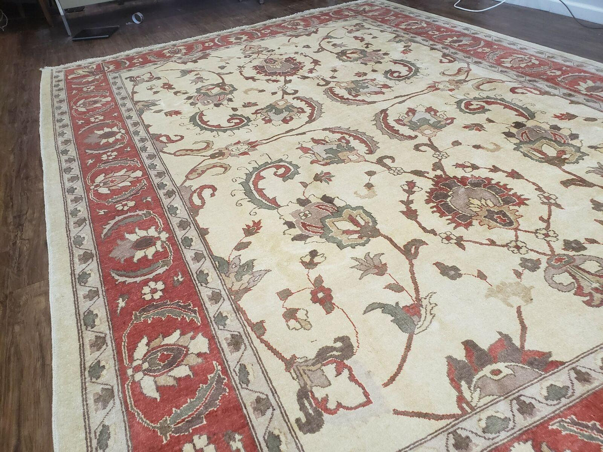 9' X 12' One-Of-A-Kind William Pak Peshawar Hand-knotted Wool Rug Nice