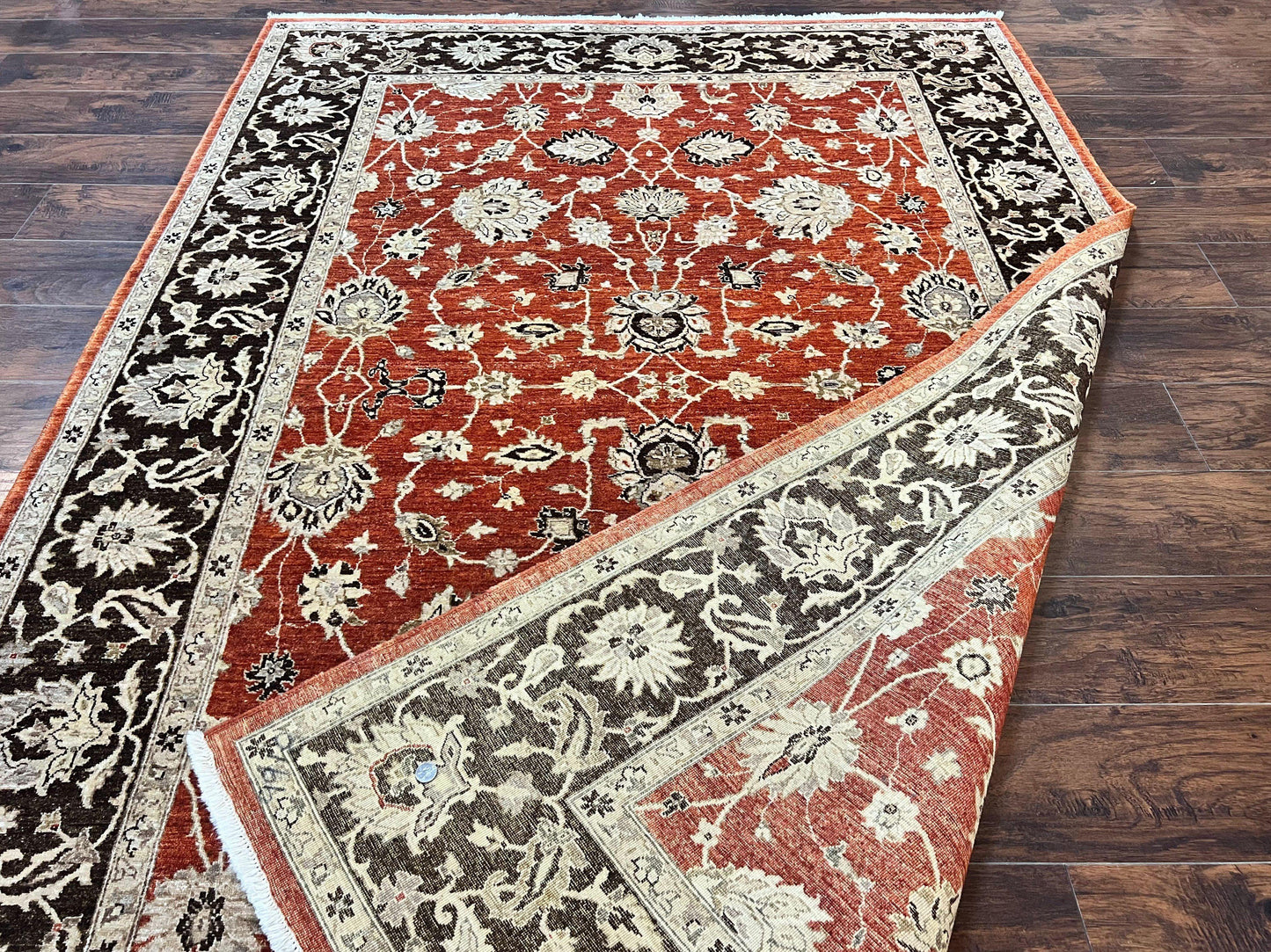 Pakistani Oriental Rug 6x9, Red, Floral Allover, Handmade Wool Rug, Peshawar Chobi Rug, Pak Persian Carpet 6 x 9 - Nuvé