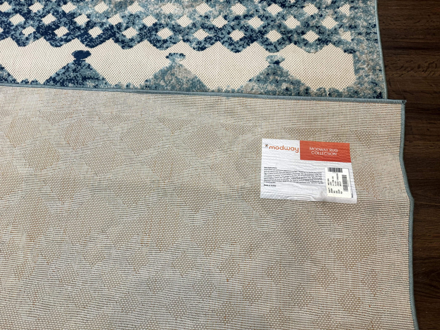 Modern Rug 8x10, Abstract Rug, Oat and Blue, Raised Pattern, Modway Rug Collection - Nuvé