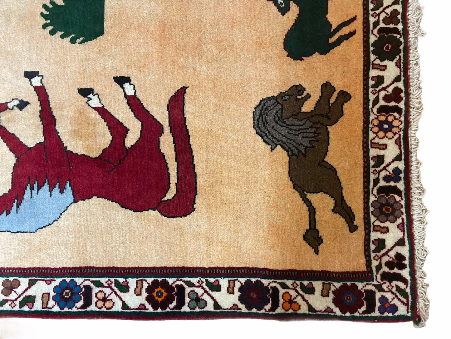 4x6 Rug Handmade Zagros Quality Wool Horses Tribal Hand-Knotted Rug Veggie Dye - Nuvé