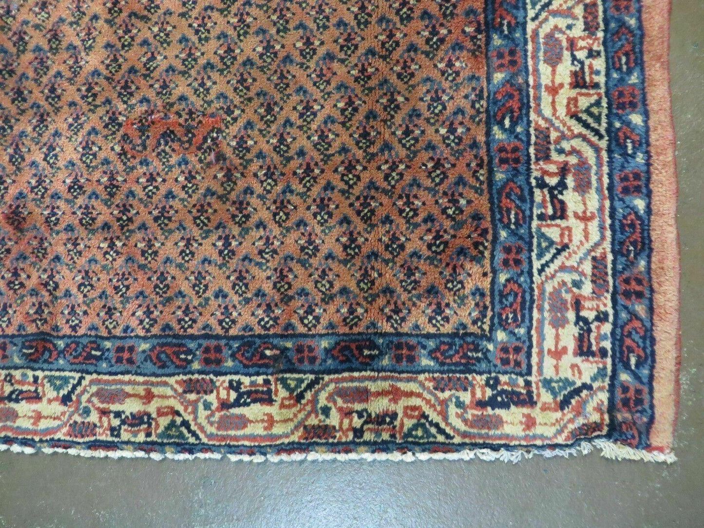 Antique Persian Seraband Runner 3.7 x 11 - Red, Wool, Mir Pattern - Nuvé