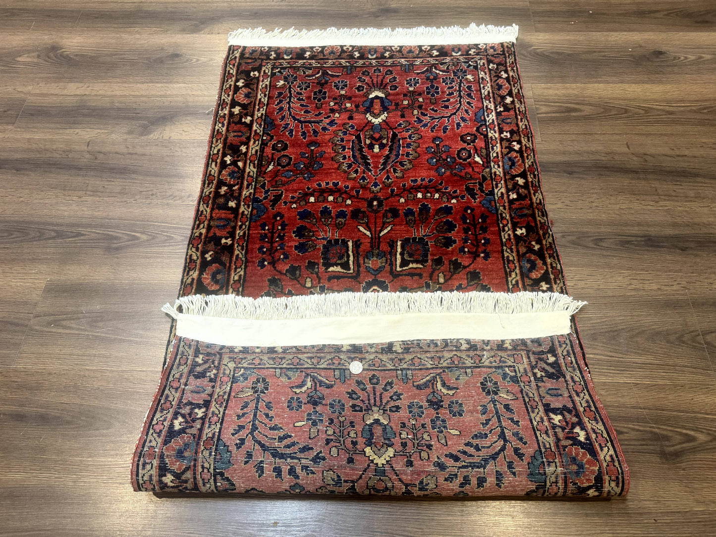 Small Red Persian Sarouk Rug 2.7 x 4.9, Floral, Antique - Nuvé