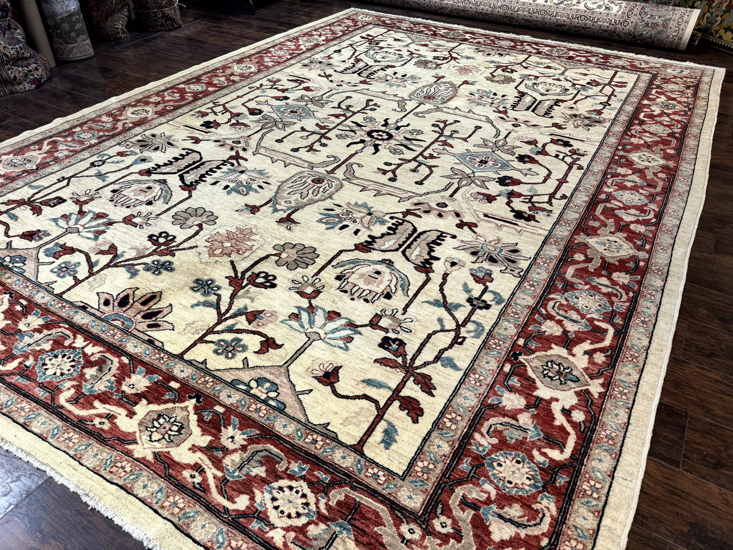 Peshawar Rug 10x14, Beige and Rust Red, Large Pak Persian Rug, Pakistani Rug - Nuvé