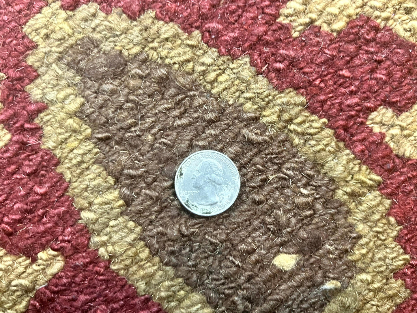 Tibetan Aubusson Rug 8x10, Maroon and Beige, Floral, Handmade, Wool, Vintage, Traditional Rug - Nuvé