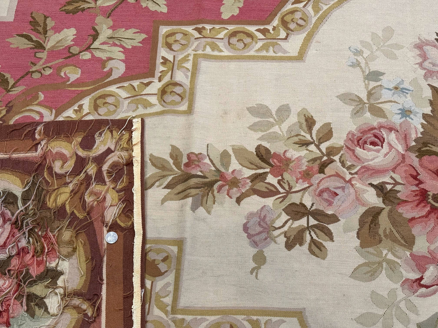 Large Aubusson Rug 10x14, European Elegant French Design, Floral Carpet - Nuvé