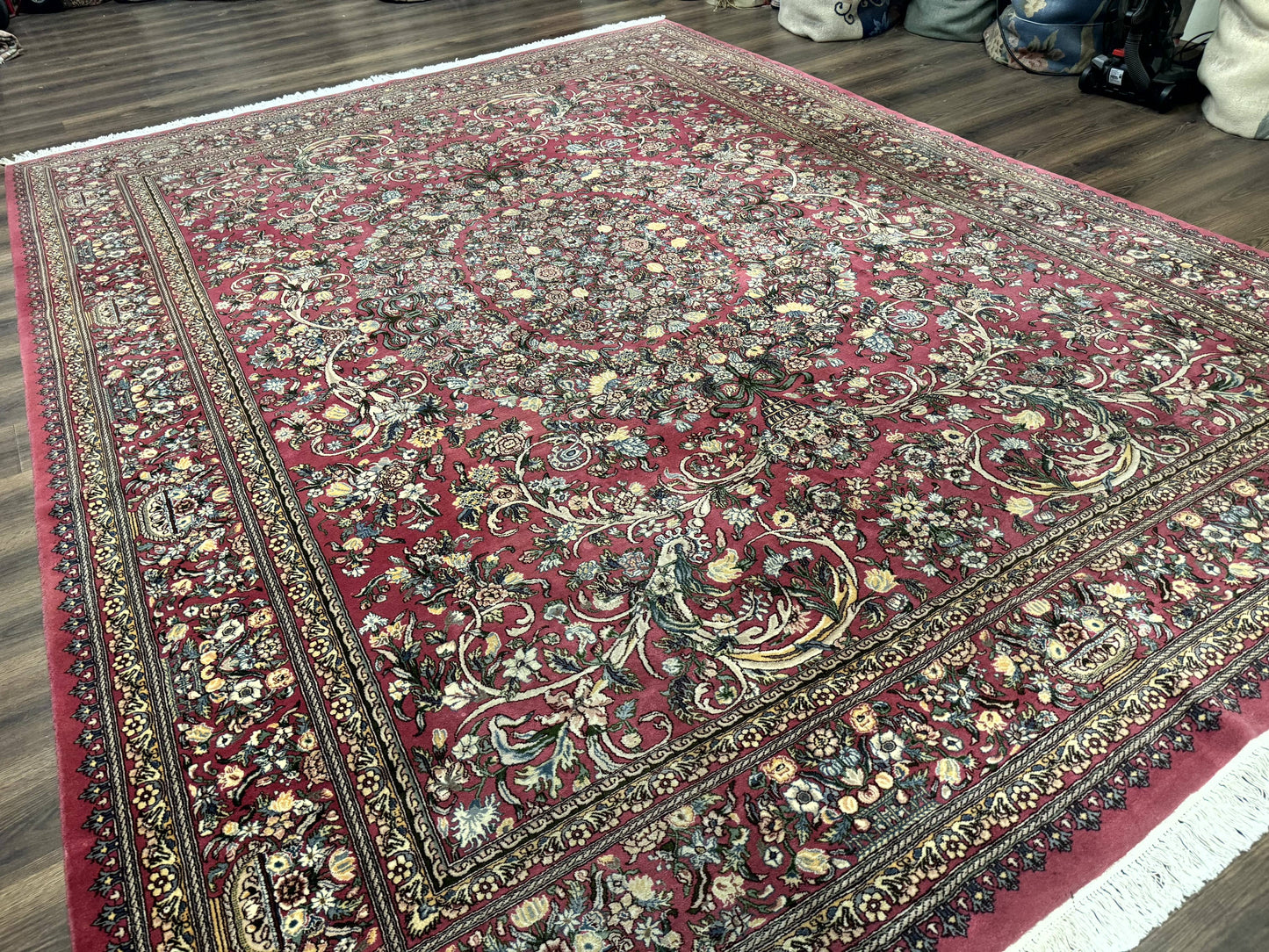 Sino Persian Rug 9x12, Fine 290 KPSI, Rose-Red, Floral Allover - Nuvé