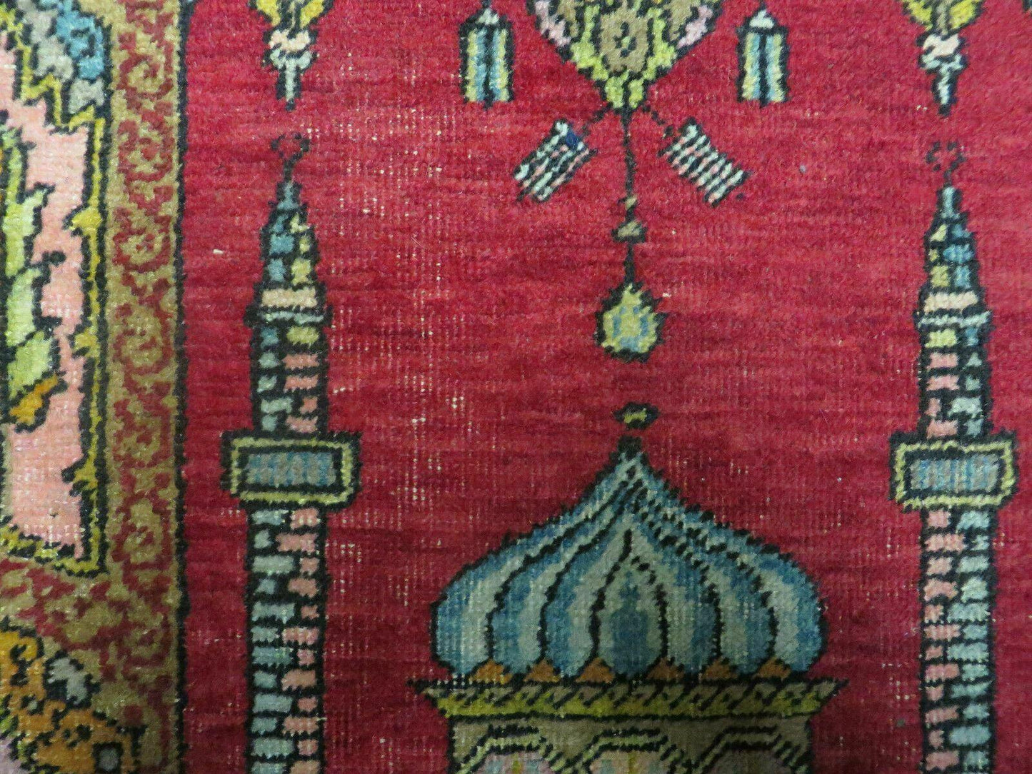 4' X 6' Antique 1920s Handmade Turkish Mehrab Design Wool Rug Lantern Beautiful - Nuvé