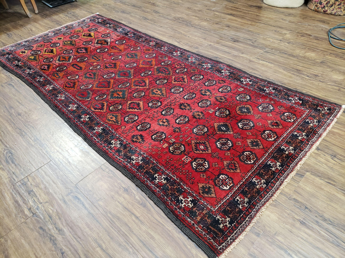 4 x 8 Handmade Baluch Afghan Turkoman Tribal Wool Rug Organic Dyes 8x4 Carpet - Nuvé