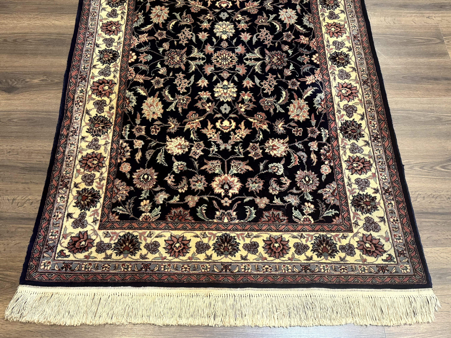 Sino Persian Rug 4x6, Navy Blue and Cream, Floral Allover Oriental Carpet - Nuvé