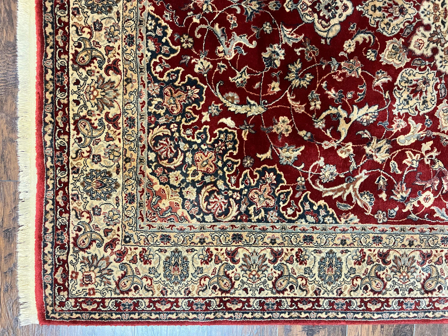 Couristan Rug 5.6 x 8, Floral Medallion, Dark Red Cream, Belgium Power Loomed Rug, Taj Mahal Rug, Vintage Oriental Wool Carpet - Nuvé