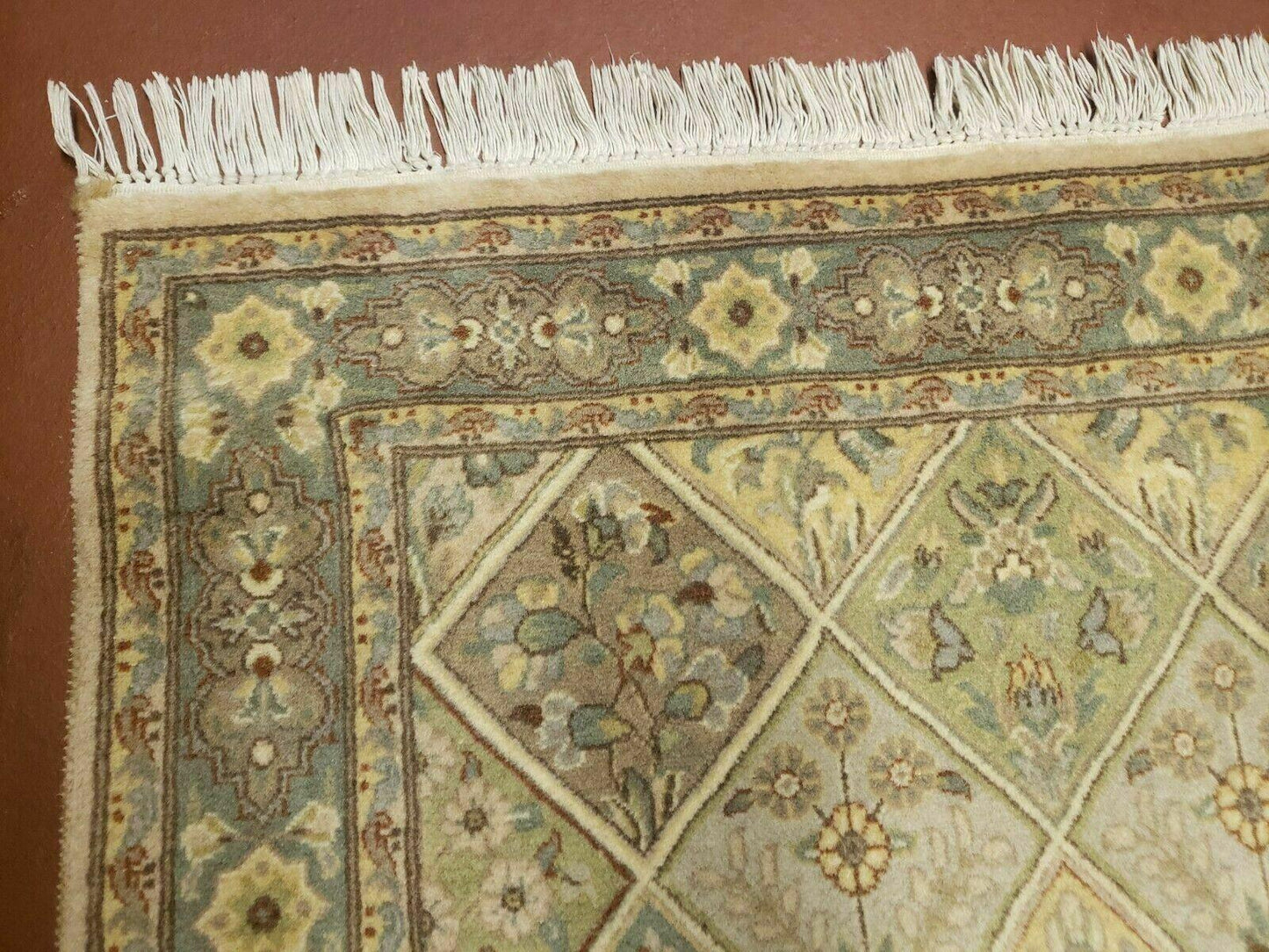2' 7" X 9' Vintage Handmade India Floral Oriental Wool Runner Rug Hand Knotted - Nuvé