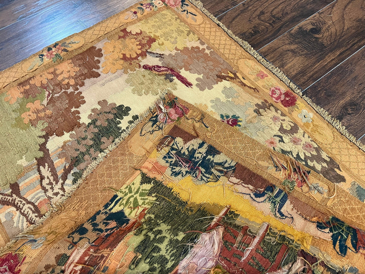 Antique Tapestry 3x4, European French Tapestry, Hand Loomed Victorian Tapestry, Vintage Wool Tapestry 3 x 4 ft - Nuvé