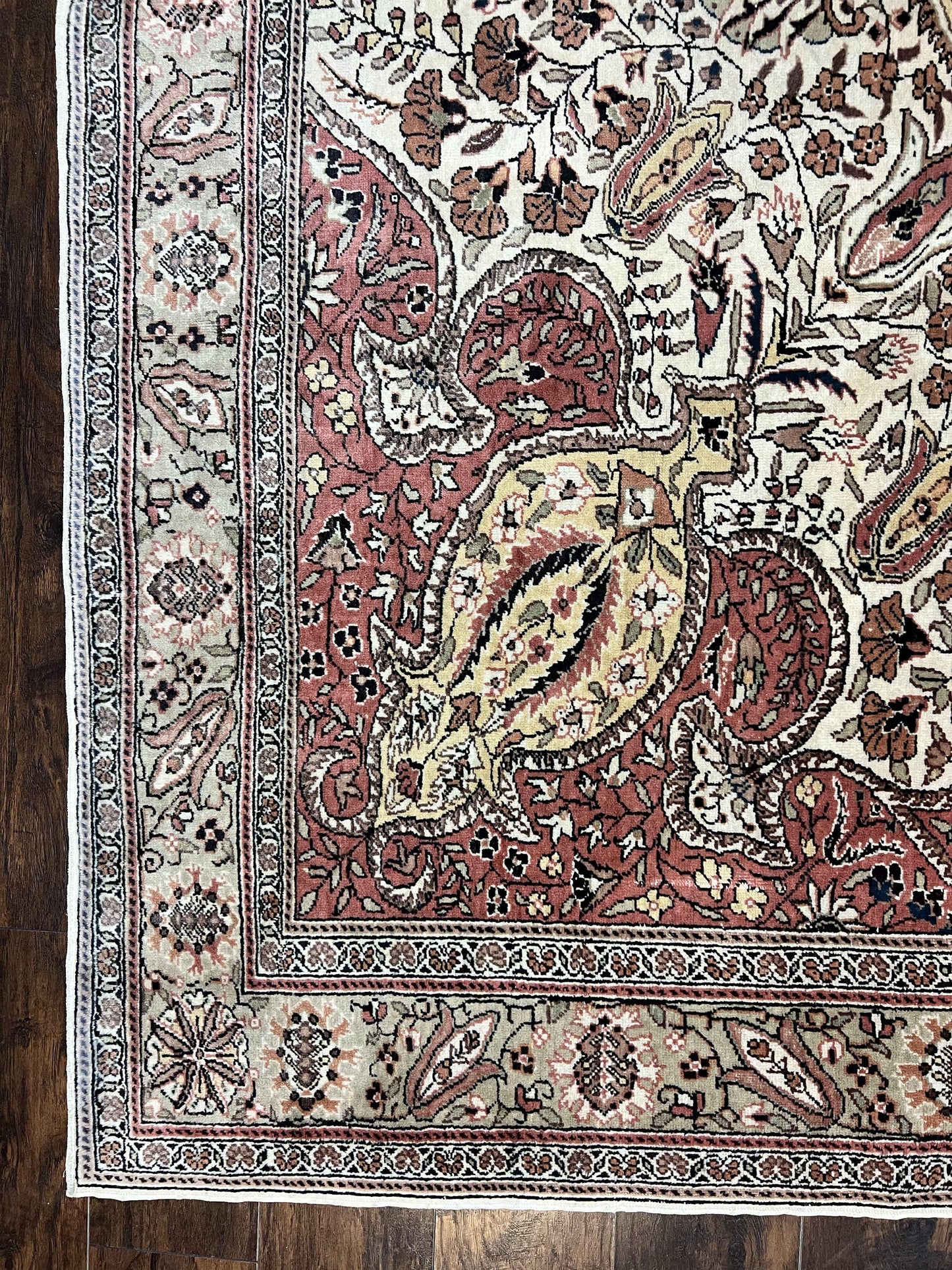Turkish Sivas Rug 9x12, Handmade Vintage Wool Carpet, Cream Ivory - Nuvé