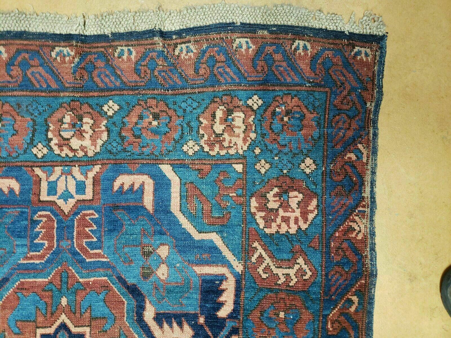 3'10" X 10' Antique Caucasian Seychor Rug Hand Made Wool Carpet Organic Dye Nice - Nuvé