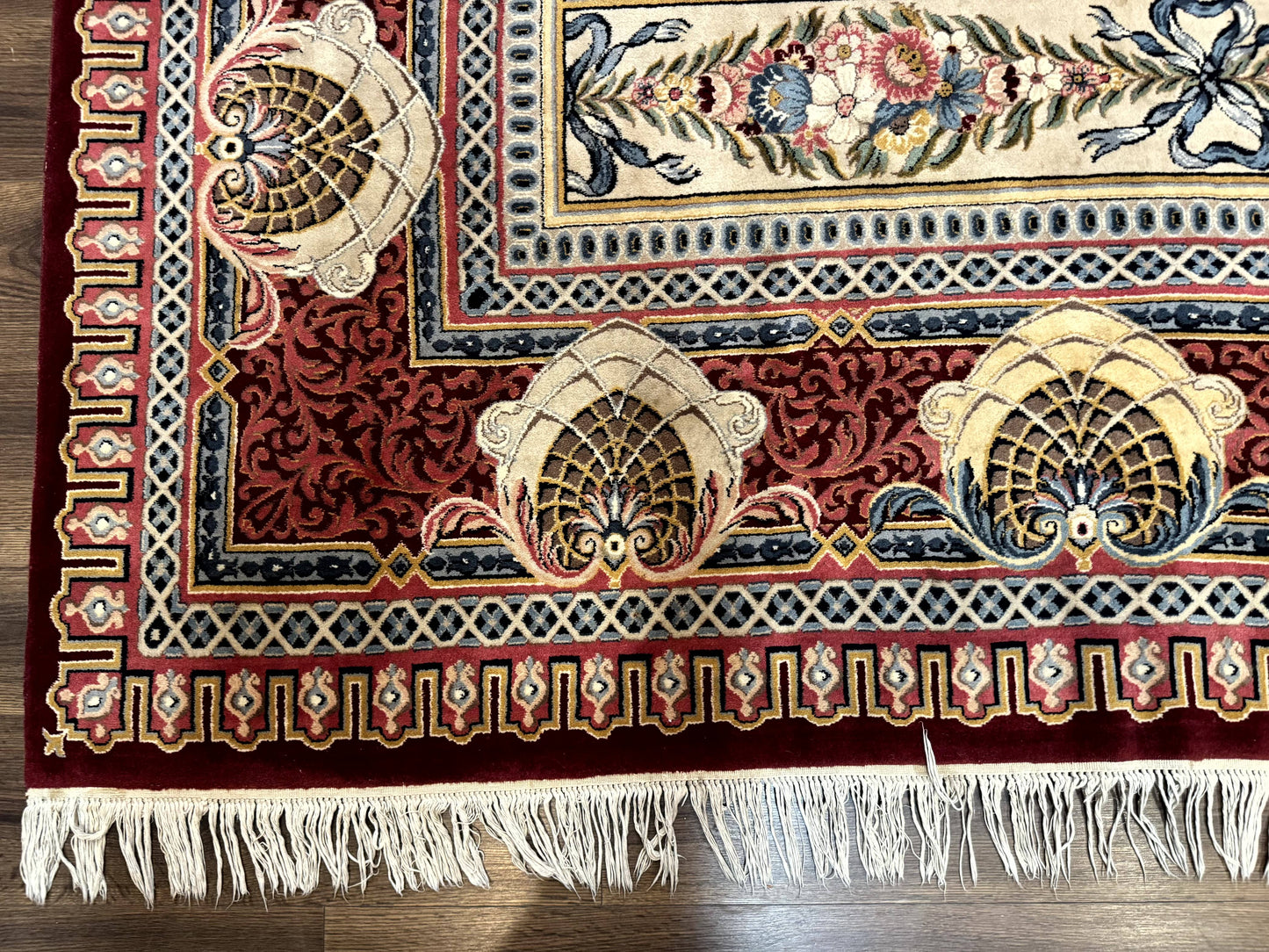 Wonderful Aubusson Rug 10x14, Red Maroon, Elegant, Fine 200 KPSI - Nuvé