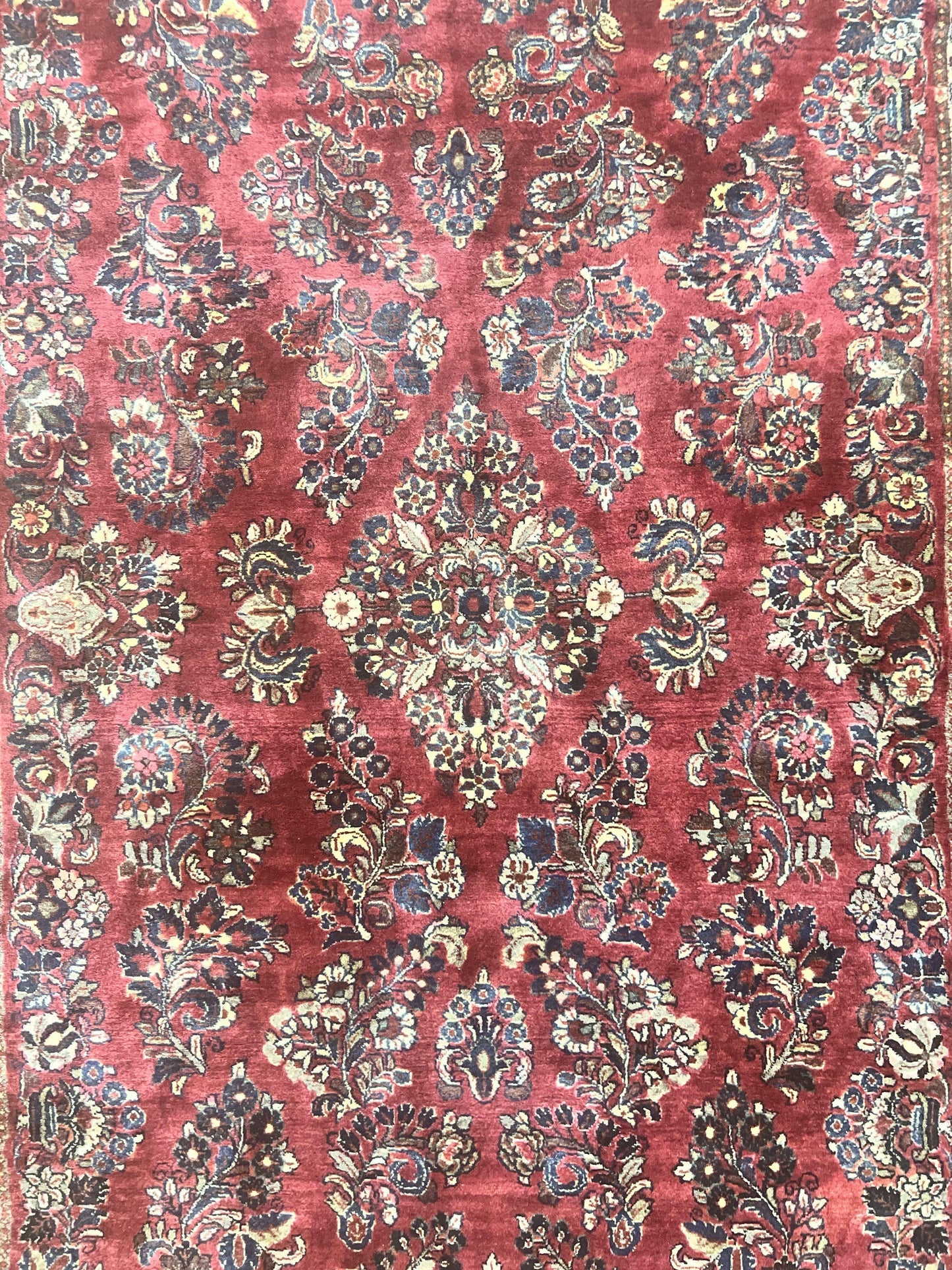 Antique Persian Sarouk Rug 4x7, Hand Knotted Wool Red Persian Carpet, Floral - Nuvé
