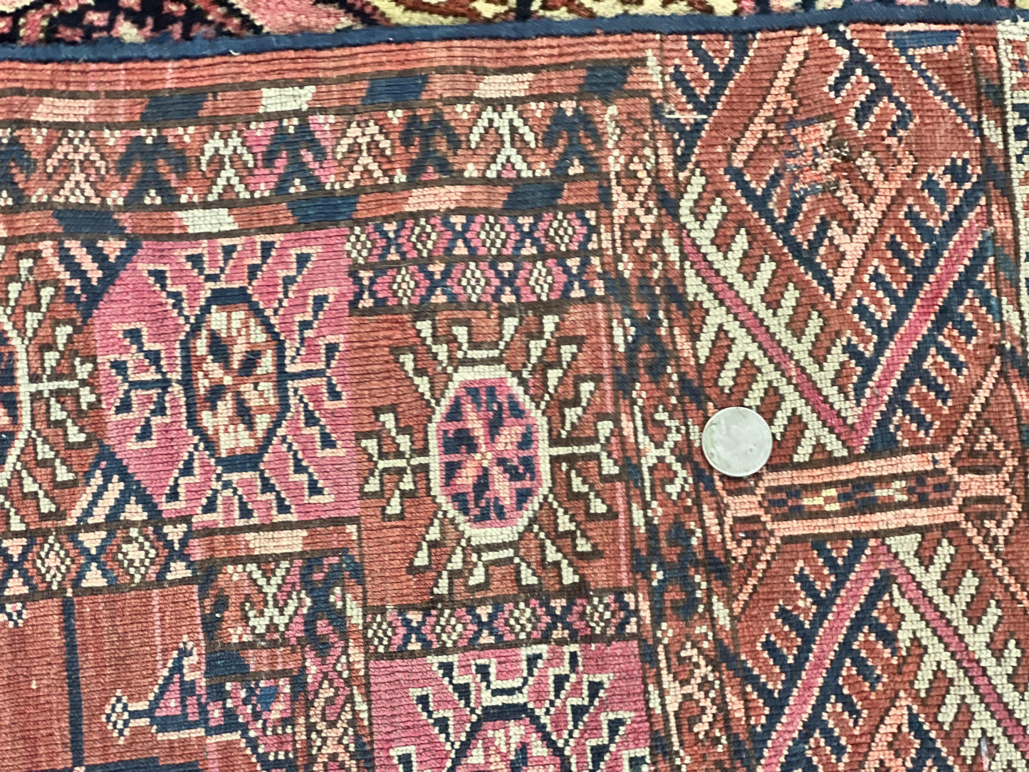Persian Turkoman Rug 4x6, Wool Hand Knotted Antique Bokhara Carpet, Red Pink, Handmade Tribal Oriental Rug 4 x 6 ft - Nuvé