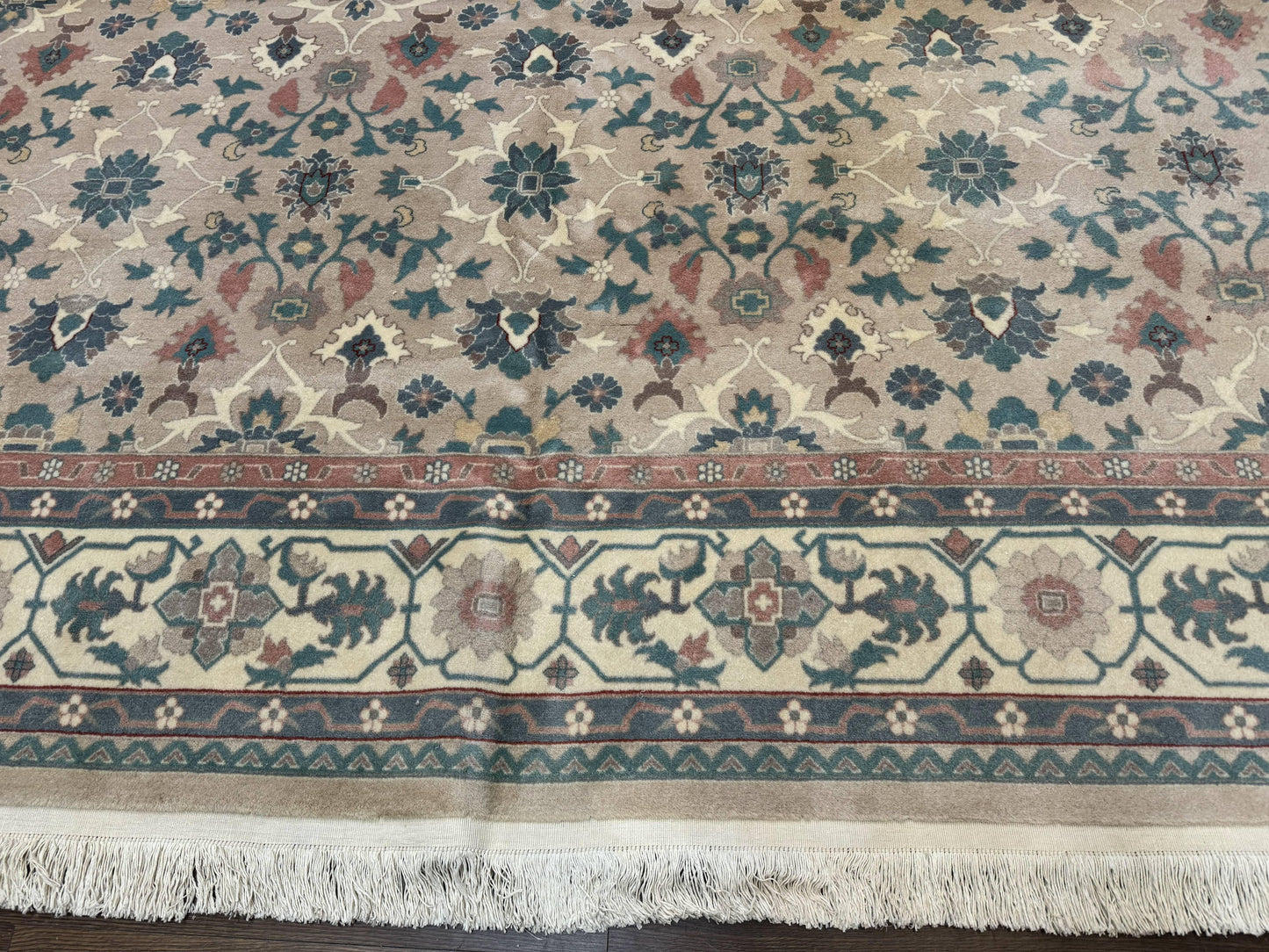 Palace Size Wool Rug 10x18, Sino Persian Kerman Rug, Oversized Hand Knotted Carpet, Light Taupe, Allover Pattern - Nuvé