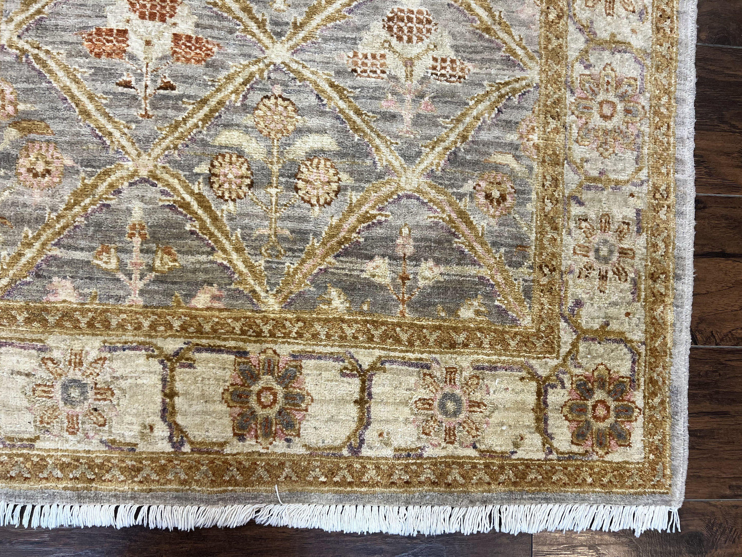 Pakistani Peshawar Rug 3.6 x 5, Safavieh Wool Handmade Hand Knotted Vintage Rug, Panel Design Oriental Carpet, Pair C - Nuvé