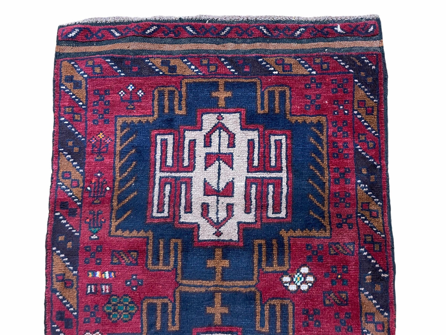 2' 9" X 4' 7" Vintage Handmade Tribal Wool Rug Balouchi Rug Afghan Rug Red Beige - Nuvé