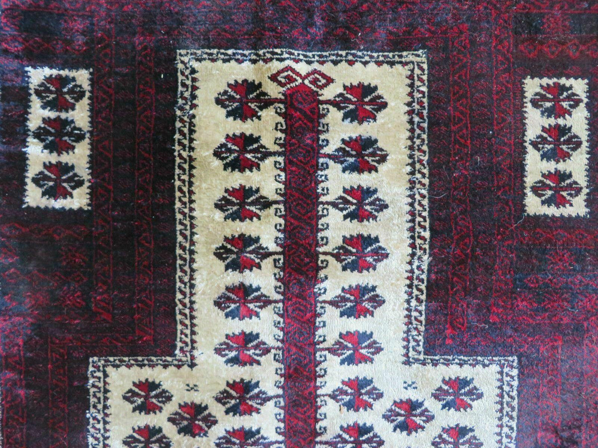 3' X 5' Handmade Fine Knotted Balouch Turkoman Prayer Silk Wool Rug