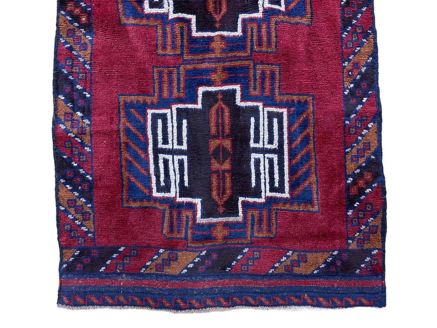 3 X 5 Vintage Handmade Tribal Wool Rug Balouchi Rug Afghan Rug Red Beige Nice - Nuvé