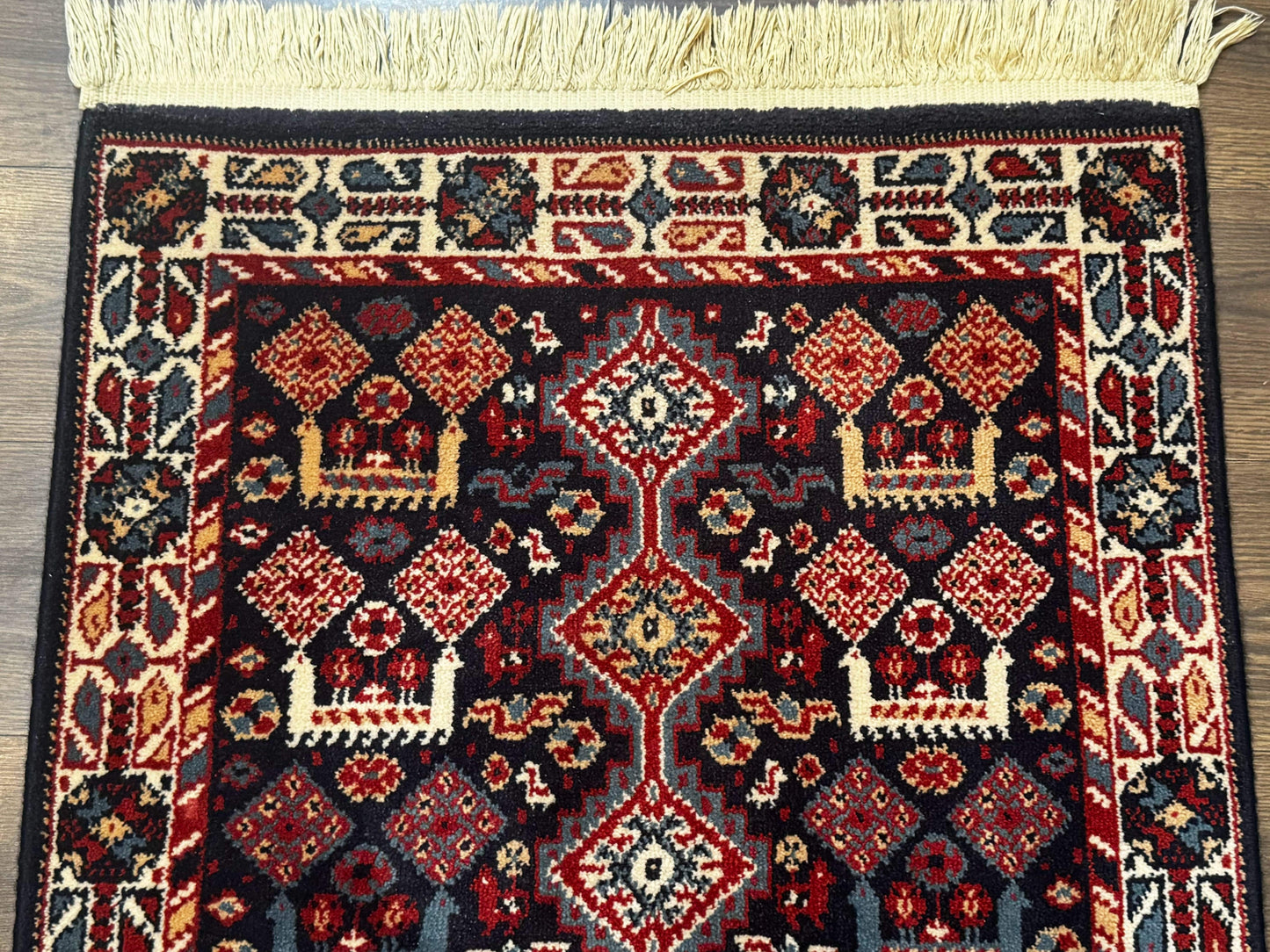 Small Karastan Rug 3x4, Yuruk Collection, Wool, Tribal, Geometric, Navy Blue - Nuvé