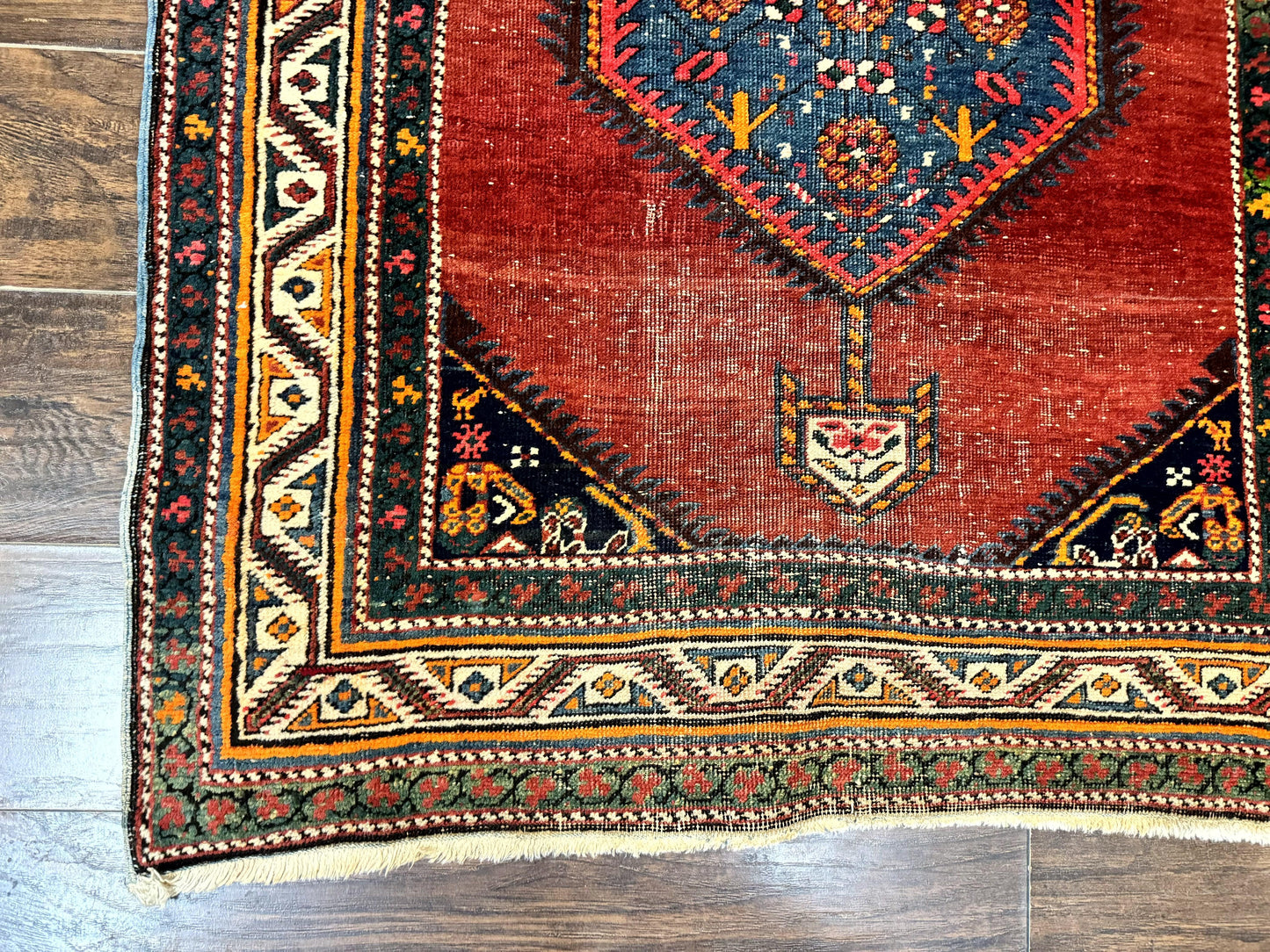 Antique Persian Sarab Runner Rug 3.9 x 12, Red, Handmade, Tribal Runner, Wool, Signed - Nuvé