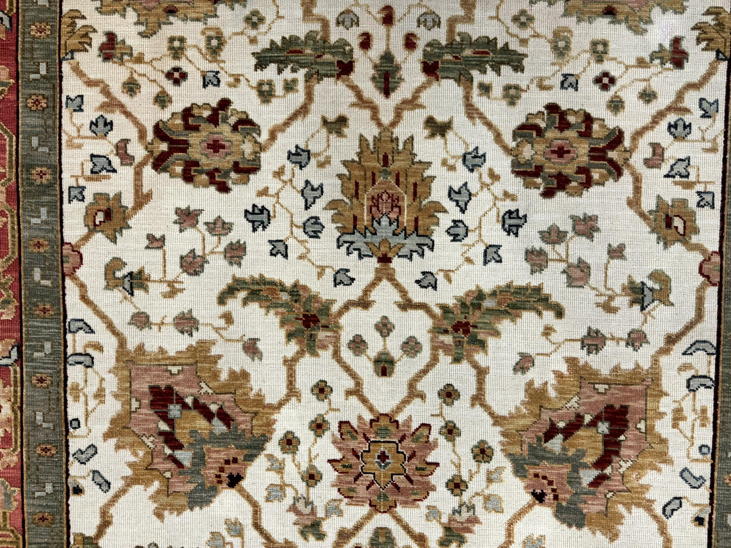Flatweave Soumak Rug 6x9, Nourison Rug, Wool Handmade, Floral, Ivory - Nuvé