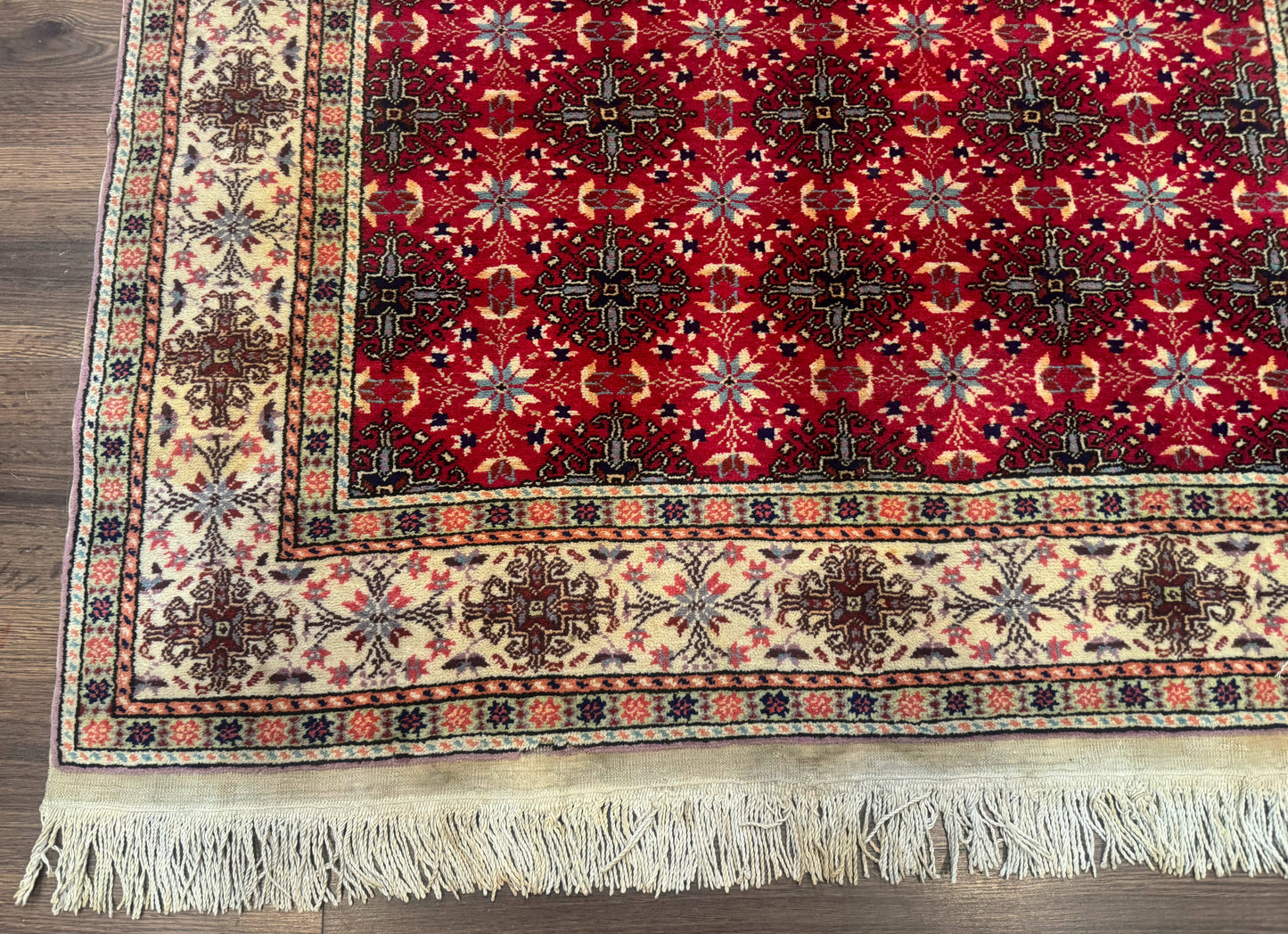Turkish Sivas Rug 4x6, Red and Cream, Allover Design, Handmade Vintage - Nuvé