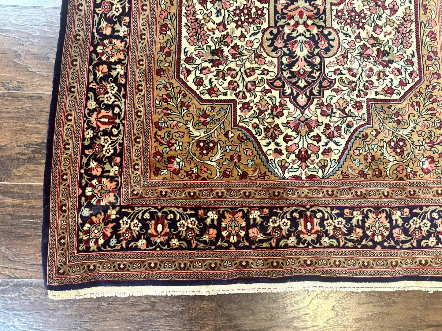 Persian Qum Rug 3.6 x 5, Kork Wool, Very Finely Hand Knotted 325 KPSI, Rare, Semi Antique - Nuvé