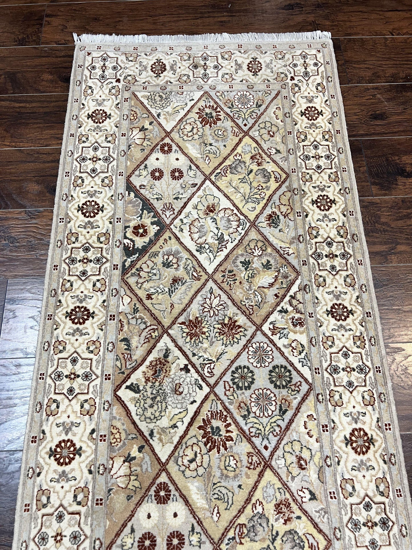 Pak Persiann Runner Rug 2.7 x 12, Handmade Wool Vintage Hallway Rug, Panel Design - Nuvé