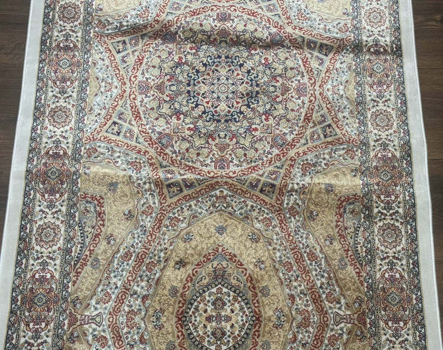 Turkish Silk Runner Rug 2.6 x 13, Dome Design, Hereke Runner, Bamboo Silk, New - Nuvé