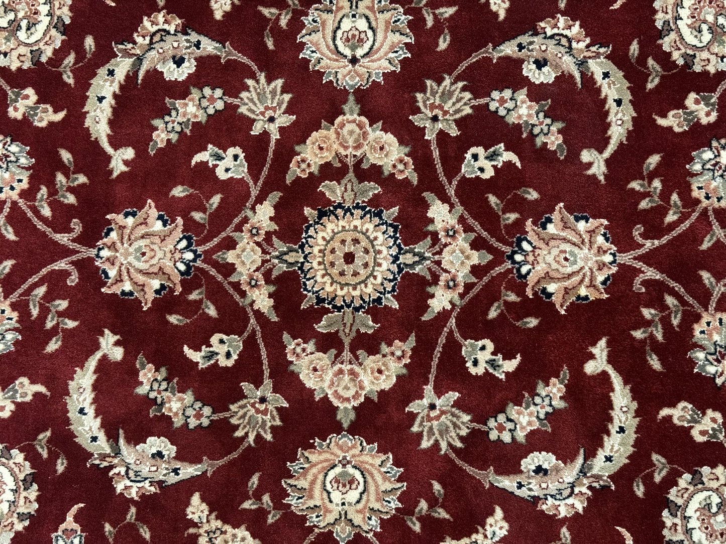 Maroon Persian Area Rug 8x10, Floral Allover, Pak Persian, Wool and Silk Highlights, Traditional Oriental Carpet - Nuvé