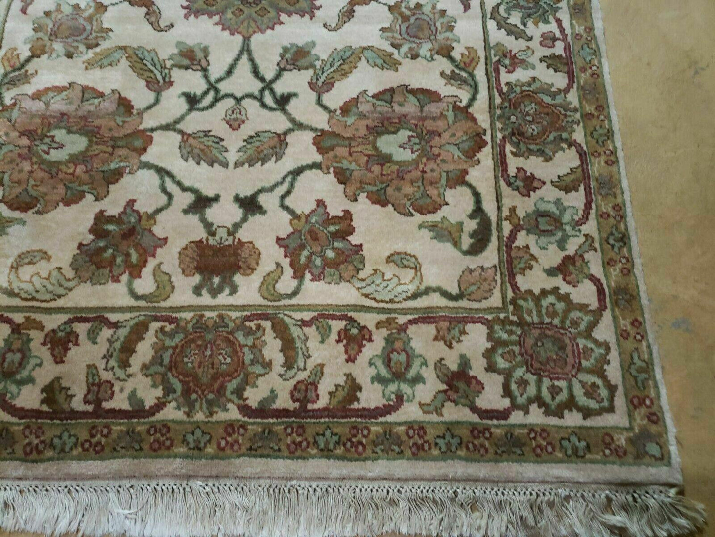 4x12 Vintage Oriental Runner Rug Hand Knotted Indian Agra Wool Tea Washed Beige - Nuvé