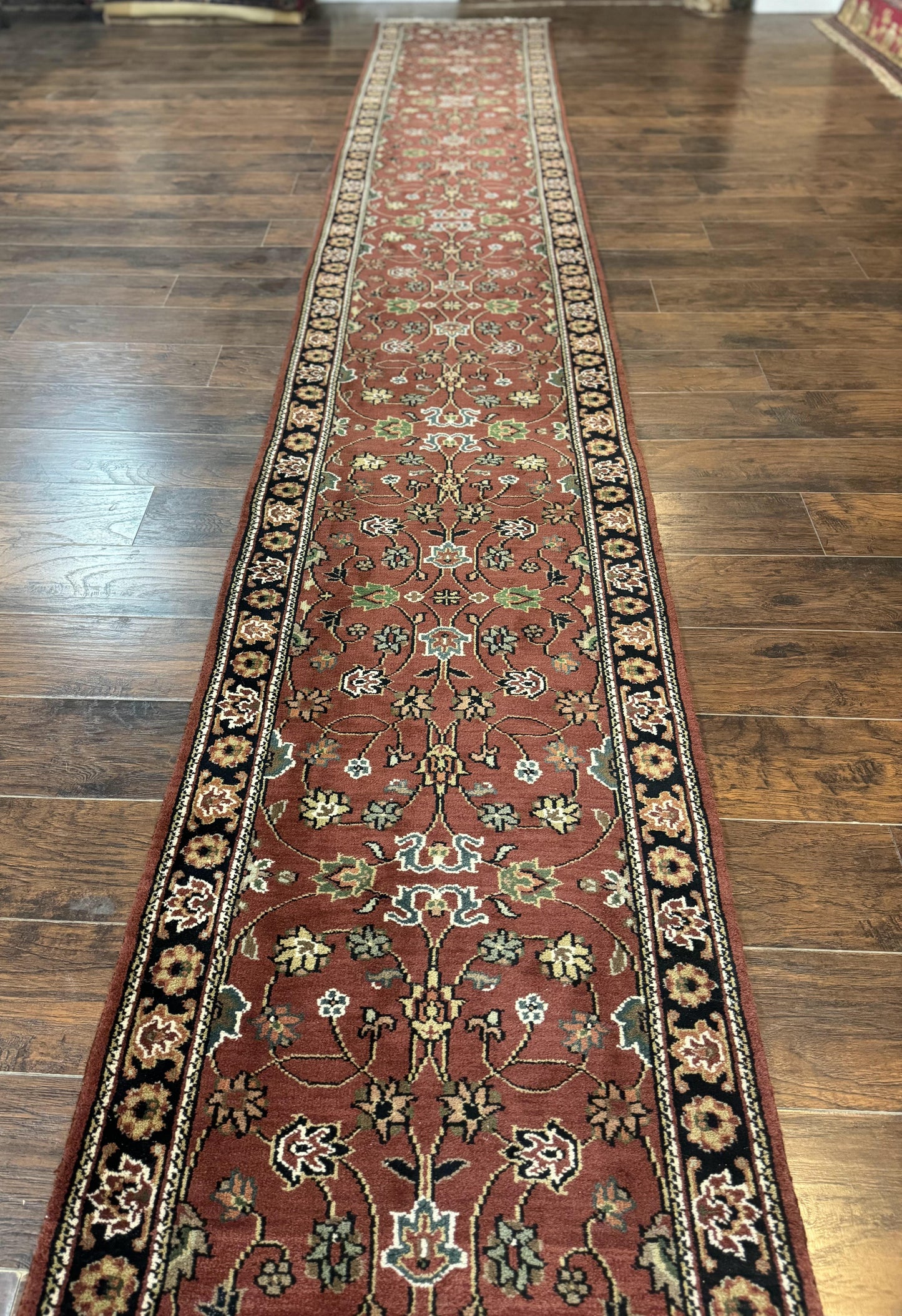 Indo Persian Sarouk Runner Rug 2.8 x 20 ft Runner for Hallway, Long Runner Rug, Handmade - Nuvé