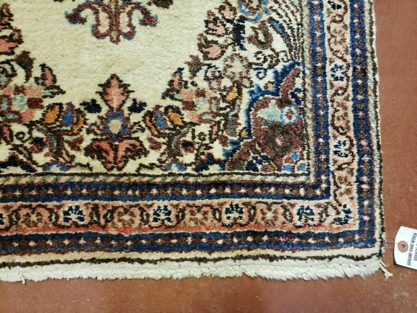 2' 7" X 4' Vintage Handmade Indian Medallion Wool Floral Beige Rug - Nuvé