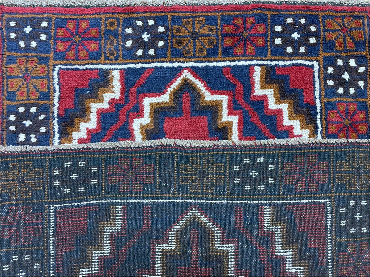 3 X 5 Vintage Handmade Tribal Wool Rug Balouchi Rug Afghan Rug Red Beige Nice