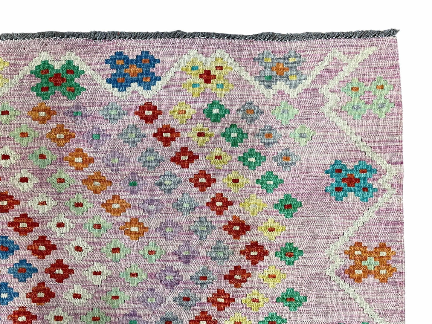Pink Kilim Rug 6x8 Colorful Turkish Kilim Rug 6 x 8 Flat Weave Kilim Playful Kilim Multicolor Anatolian Chobi New Kilim - Nuvé