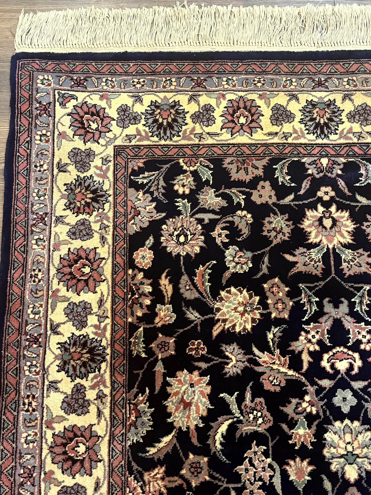 Sino Persian Rug 4x6, Navy Blue and Cream, Floral Allover Oriental Carpet - Nuvé