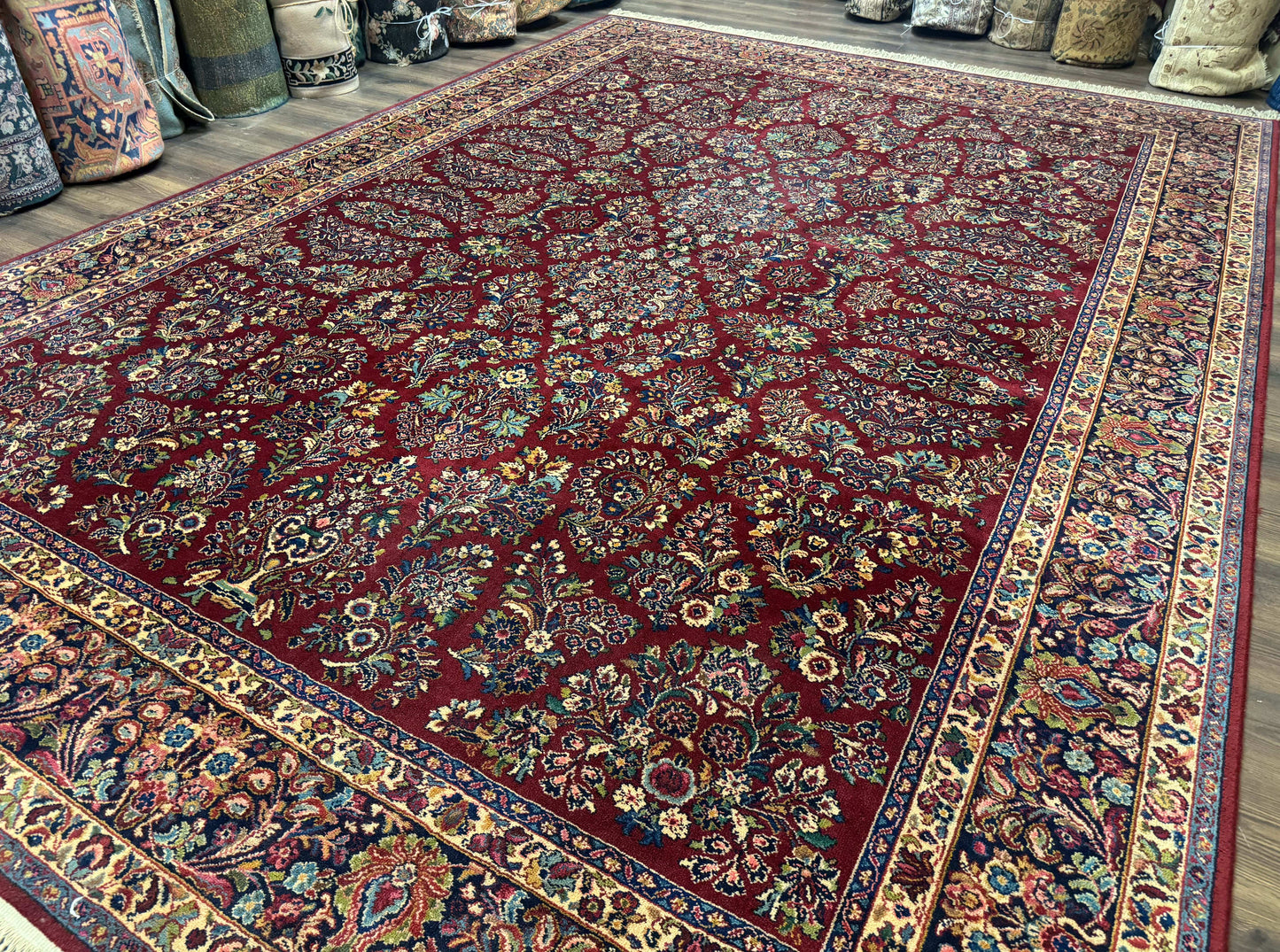 10x14 Karastan Rug Red Sarouk #785, Wool Original 700 Series - Nuvé