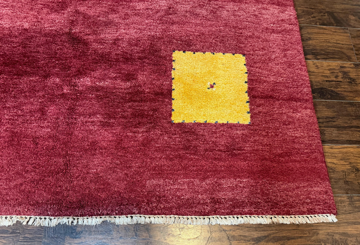 Modern Indo Persian Gabbeh Rug 7x10, Red, Tribal Area Rug - Nuvé